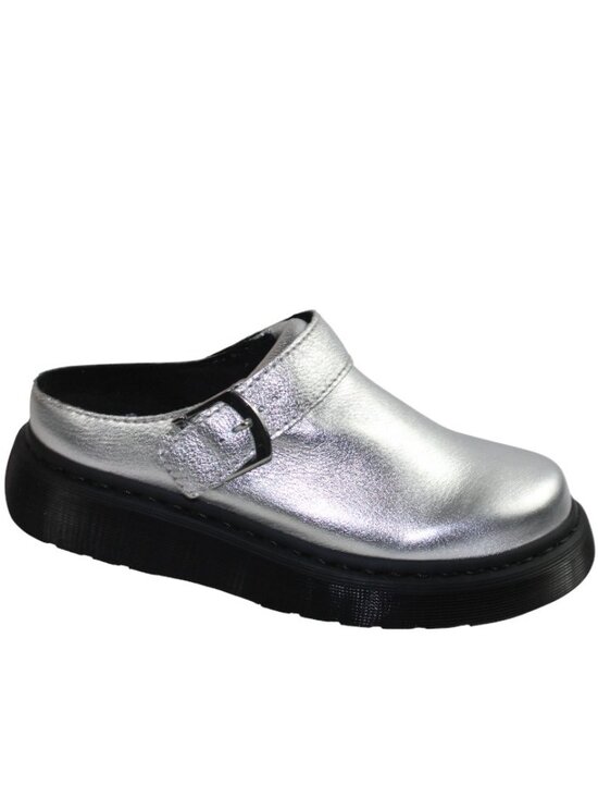 Dr. Martens Laketen Silver Leather Platform Chunky Convertible Sling Back Clog - Picture 6 of 10